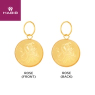 HABIB 916/22K Yellow Gold Coin Pendant (Flower Orchid/Rose) P0AE