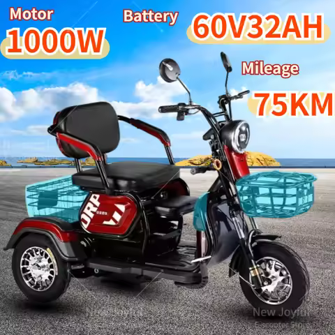 Electric Tricycle 3Wheel 1000W24Inch Fat Tire Electric Scooter Adult Cargo Electric Bike Basket Pare