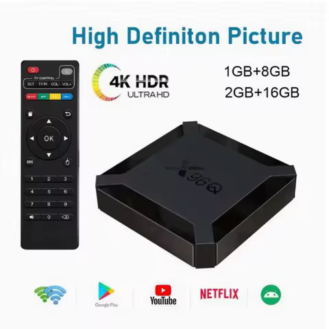 Hot X96Q Android 10.0 Fast Smart TV BOX 2GB RAM 16GB ROM Allwinner H313 Quad Core 4K 2.4G Wifi Set t