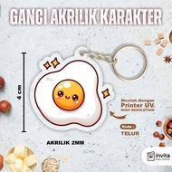 GANTUNGAN Cute Aesthetic Keychain Food Keychain (Egg)