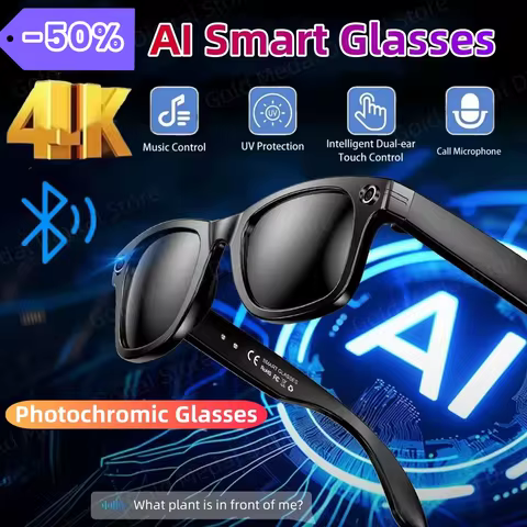 For Xiaomi 4K AI Smart Glasses Chat GPT HD Camera Bluetooth Call Voice Assistant Music Player Transl