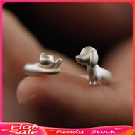 [DRM]☆Cat And Dog Ring Adjustable Alloy Open Ring Pet Memorial Ring Cat Dog Paw Hug Ring Jewelry Gif