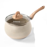 Milk Pot Gemoy Round Pot 16 CM with Non-Stick Glass Lid Freemir