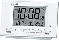 Seiko SQ778W Clock Alarm Clock, Automatic Lighting, Radio Waves, Digital Calendar, Temperature Displ