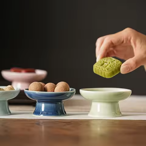 Ceramic Fruit Plate, Chinese-style Dried Fruit Dish, Tea Snack Plate, Small Tray, Snack, Pastry, Sna
