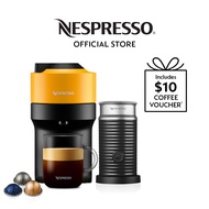 Nespresso® Vertuo Pop Coffee Machine, Mango Yellow &amp; Aeroccino Milk Frother Bundle