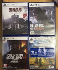 PS5 生化危機 9, The Last of us part 2 , Call Of Duty 7, Helldivers