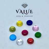 Nine-Color Diamond Back Round Shape Flat Bottom. 9 Cabochan Gemstone. [Size 2.00mm-8.00mm]