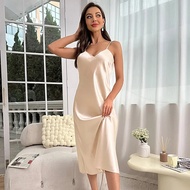 New Solid Color Long Nightgown Womens Pajamas Ice Silk Temptation Silk Halter Neck Pajamas Fashion H