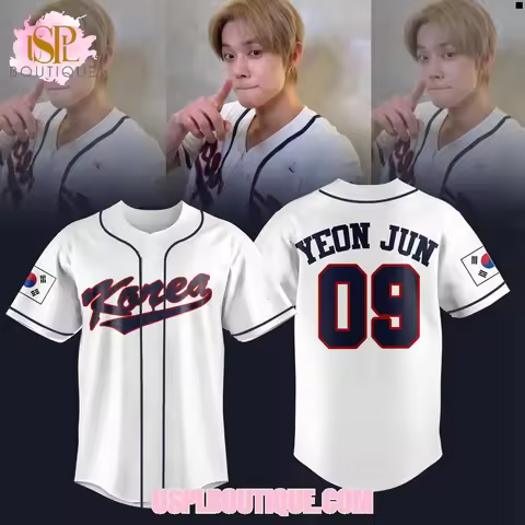 2026 Summer New TXT Yeonjun "Korea 09" Baseball Jersey Men's Oversized T-shirt Suitable for Daily an