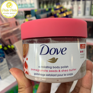 Tẩy Da Chết Toàn Thân DOVE Exfoliating Body Polish DOVE LỰU MỸ 298g Macca bơ mỡ & hạt lựu