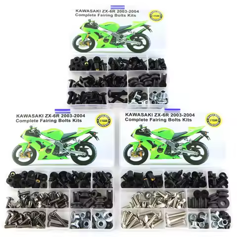 Fit For Kawasaki ZX6R ZX-6R ZX-6RR ZX 6RR 2003 2004 Complete Full Fairing Bolts Kit Clips Speed Nuts