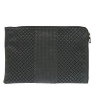Bottega Veneta 灰色編織皮革手拿包 0782，成色極佳 [二手] BOTTEGA VENETA