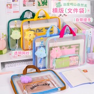 tote bag women tote bag student Document Bag Transparent Mesh Zipper Type a4 Document Bag Handbag Ho