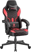 Dowinx Gaming Chair with Pocket Spring Cushion, Game Chair PU Leather, Breathable Reclining Computer Massage Chair, Ergonomic Office Chair 400LBS, Black Red