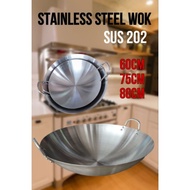 KUALI TAHAN KARAT / Stainless Steel Wok 50cm~85cm SUS202 /Kuali Steel/