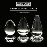 (55MM Design) Glass Butt Plug G-Spot Stimulation Crystal Glass Butt Plug Prostate Massage Sex Toys