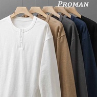 【From Perak】ProMan lengan panjang lelaki baju t shirt lelaki  men Plain Casual long sleeve unisex Si