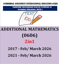 Igcse ADDITIONAL MATHEMATICS 0606 past papers (PAPER 12) 2017/2021-March 2026! (2IN1 VERSION)