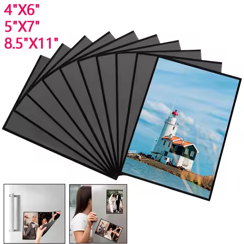 10Pcs Blank Photo Frame Magnetic Photo Frames for Refrigerator with Black Border Pictures Display Fr