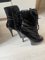 正品 Pleaser 亮面漆皮高跟靴 (練習用首選 / 附鞋盒) / Authentic Pleaser Black Pole Boots