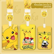 Pokémon Card Holder Retractable Easy Pull Buckle Identification Card Pikachu Cartoon Card Holder Acc
