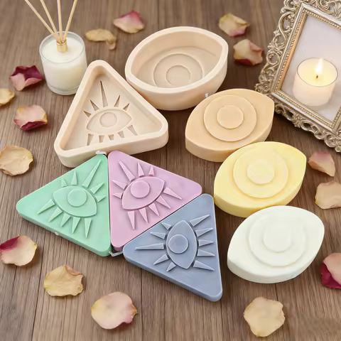 3D Symbolic Eye Silicone Candle Molds Mystical Geometric Designs DIY Artistic Triangle Shape Indie H