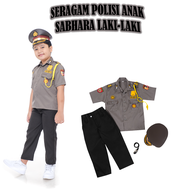 BAJU SETELAN POLISI ANAK LAKI LAKI PEREMPUAN COWOK CEWEK LENGAN PANJANG TANGAN PENDEK SEKOLAH TK SD 