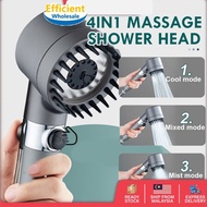 High Pressure 4 In 1 Pressurized Massage Shower Head With Filter Handheld 3 Mode Water Saving Kepala Pancuran 高压花洒
