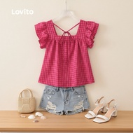 Lovito Casual Blouse Tiered Layer Tie Back Spring/summer Rose Red Blouse for Women L137ED818 Lovito 
