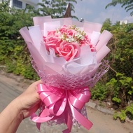 bó hoa sáp 3 bông + tặng túi giấy + đèn nháy + thiệp hoa khô 8/3 20/10 20/11