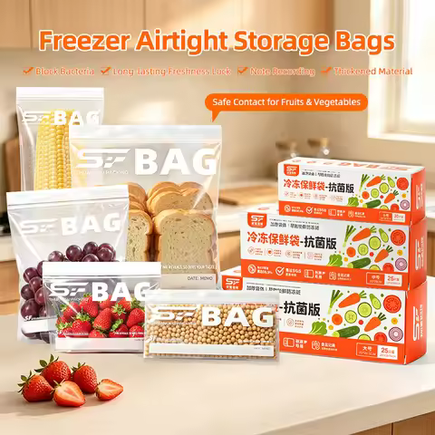 Ziplock Bags Freezer Safe, Plastic Bag Kitchens Accessories,Zipper Bag, Antibacterial Food Storage B