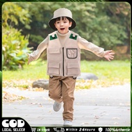 1Set Kids Explorer Costume Vest Hat Dress up Nature Adventure kids Vest Hat for Toddlers Park Ranger