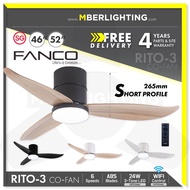 FANCO CO-FAN Rito 3 DC Ceiling Fan With LED Light 46/52"(Optional Fan without light/Install)