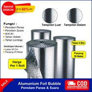 1 Roll Alumunium Foil Bubble 60cmx25M Peredam Panas Suara Alumunum Allumunium Foil Bubble Peredam Panas Atap Rumah genteng Ketebalan 4 mm Alumunium Foil Aluminium Foil Buble Atap murah