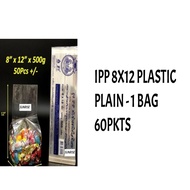 IPP PLASTIC PLAIN PLASTIC 8X12 1 BAG 60PKTS