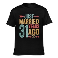 Summer Fashion Tee Just Married 31 Years Ago Couple 31Th Wedding Anniversary Cotton Men Tshirt