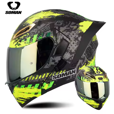 SOMAN 955-S Approved Men's Motorcycle Helmet Full Face Helmet with Double Visor Flip Up Motocross He