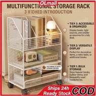 3 Layer Store Rack Organizer Shelf Snack Rack Rak Bawah Meja, Boleh Dipindahkan, Rak Buku, Rak Penyi