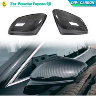Prepreg Dry Carbon Car Rearview Mirror Covers Caps for Porsche Taycan 9J1 Turbo S 2019 2020 Replacem