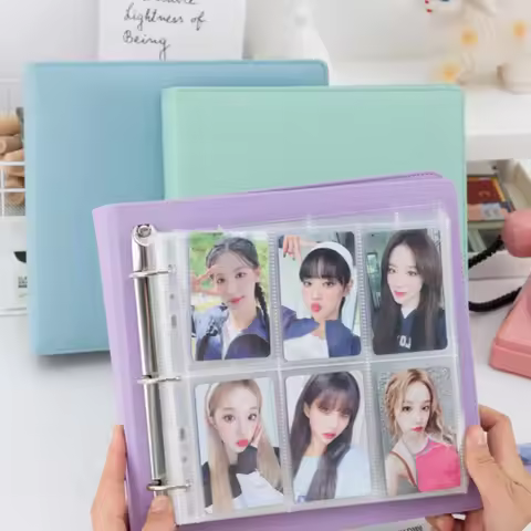 Glitter Starry PU Leather Card Binder Wide A5 Photo Album 3-Ring D-Ring Card Collect 5/6 Pocket for 