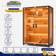 Sangkar Kucing Large Solid wood with LED lights cat villa house sangkar kucing Cat House cat cage in