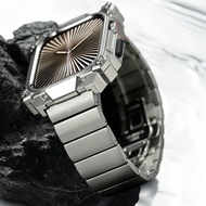 Sports Rubber Band+Metal Protect Case for IWatch Series 11 10 46mm Men Business Titanium Strap for I