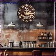 [chiwanji4x] 2D Coffee Cup Clock Hanging Ornament Wooden Wall Decor Centerpiece for Coffee Corner Ki