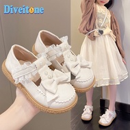 Sweet pearl girls' leather shoes girls' round head bow princess shoes new summer children's Velcro single shoes รองเท้าส้นแบนเด็กผู้หญิงลายลูกไม้ติดโบว์นุ่มนิ่มรองเท้าเจ้าหญิงสำหรับเด็ก3-12ปี