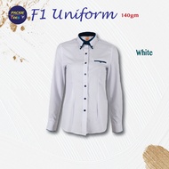 CORPORATE UNIFORM(LADIES CUTTING)WHITE F14300 60%COTTON/40%POLYESTER COLLAR LONG SLEEVE F1SHIRT F143