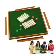 YQ5 Mini Travel Mahjong Set Mini Home Mahjong Board Game Portable Elaborate Crafted Mahjong With Foldable Table Ruler Fo