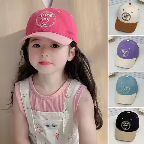 Color Block Children Baseball Hat Korean Girl Duck Tongue Hats Fashion Letter Kids Peaked Cap 2-6yea