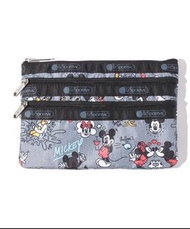 2021 Summer LeSportsac x Disney 米奇與他的好朋友們 “米奇塗鴉” 系列 Mickey Minnie 米奇米妮 3-Zip Cosmetic Bag 化妝袋 收納袋 （訂