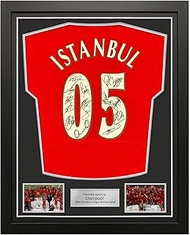 Liverpool Squad Back Signed 2005 Istanbul Football Shirt. Standard Frame